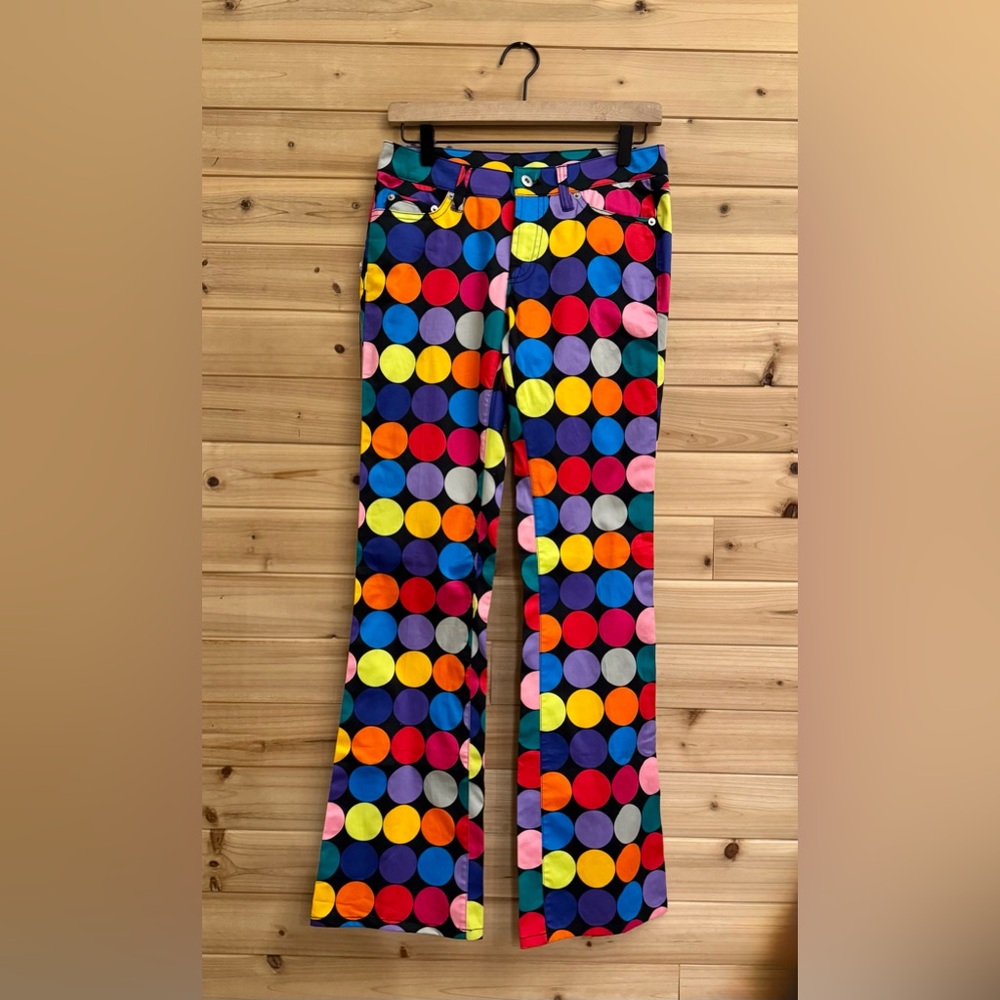NWT Loudmouth Ladies 2/Small Low Rise Colorful Disco Ball Flared Golf Pants